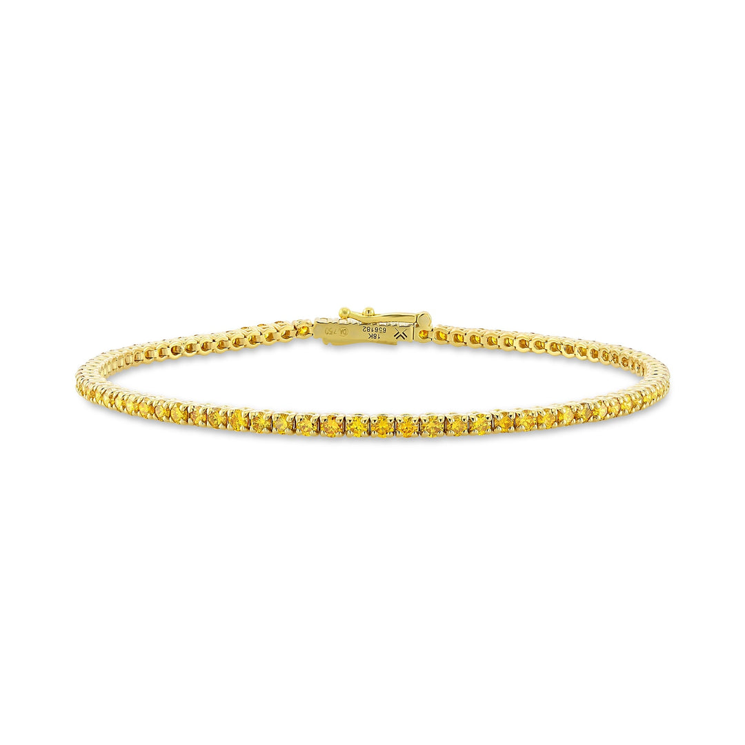 2.88Ct Fancy Vivid Orange Yellow Round Brillant Tennis Bracelet