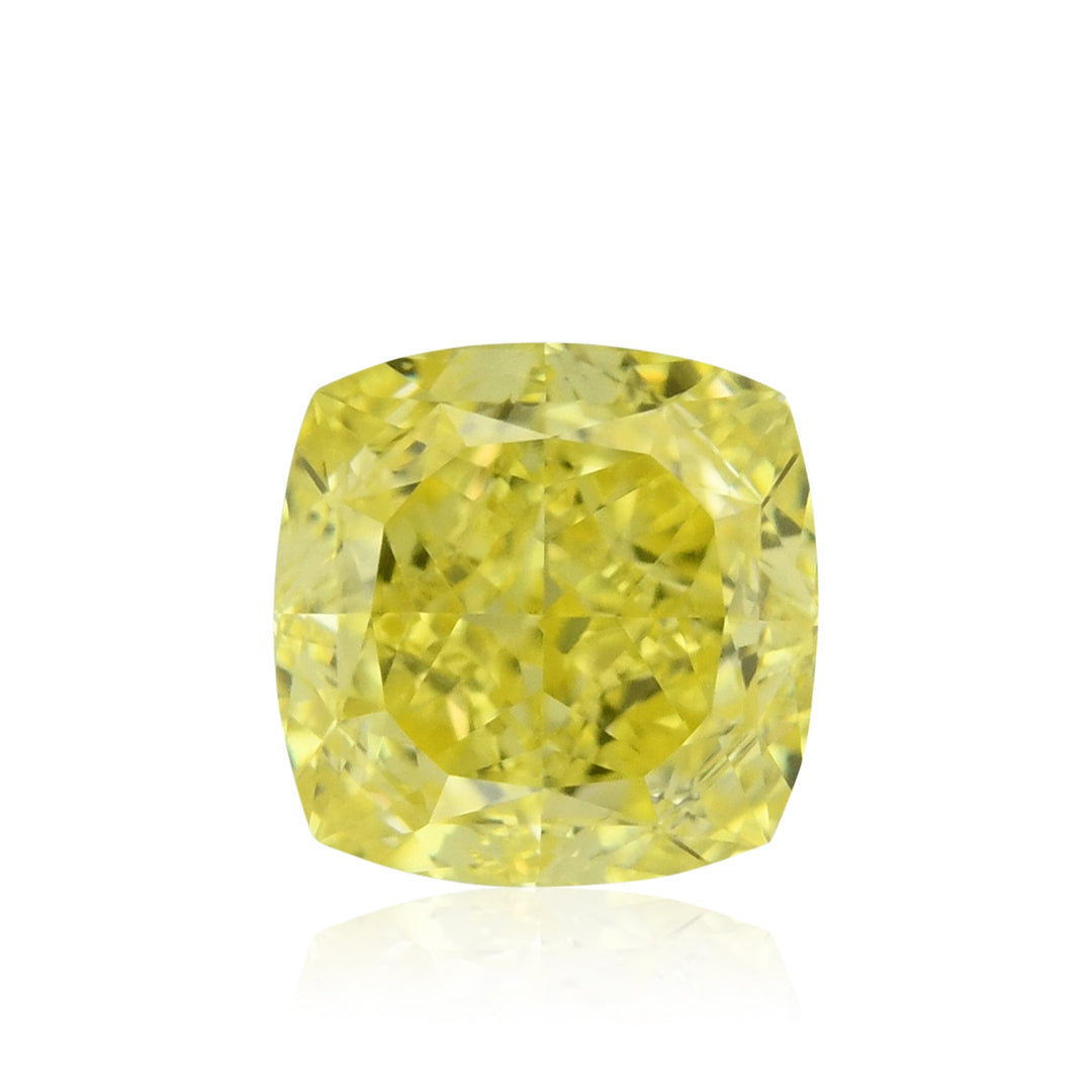 0.64 Carat Fancy Vivid Yellow Cushion Diamond VVS2 GIA