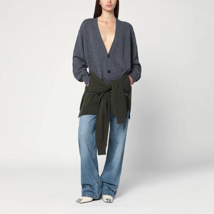 Stella McCartney - Grey/dark green cardigan with crossed sleeves