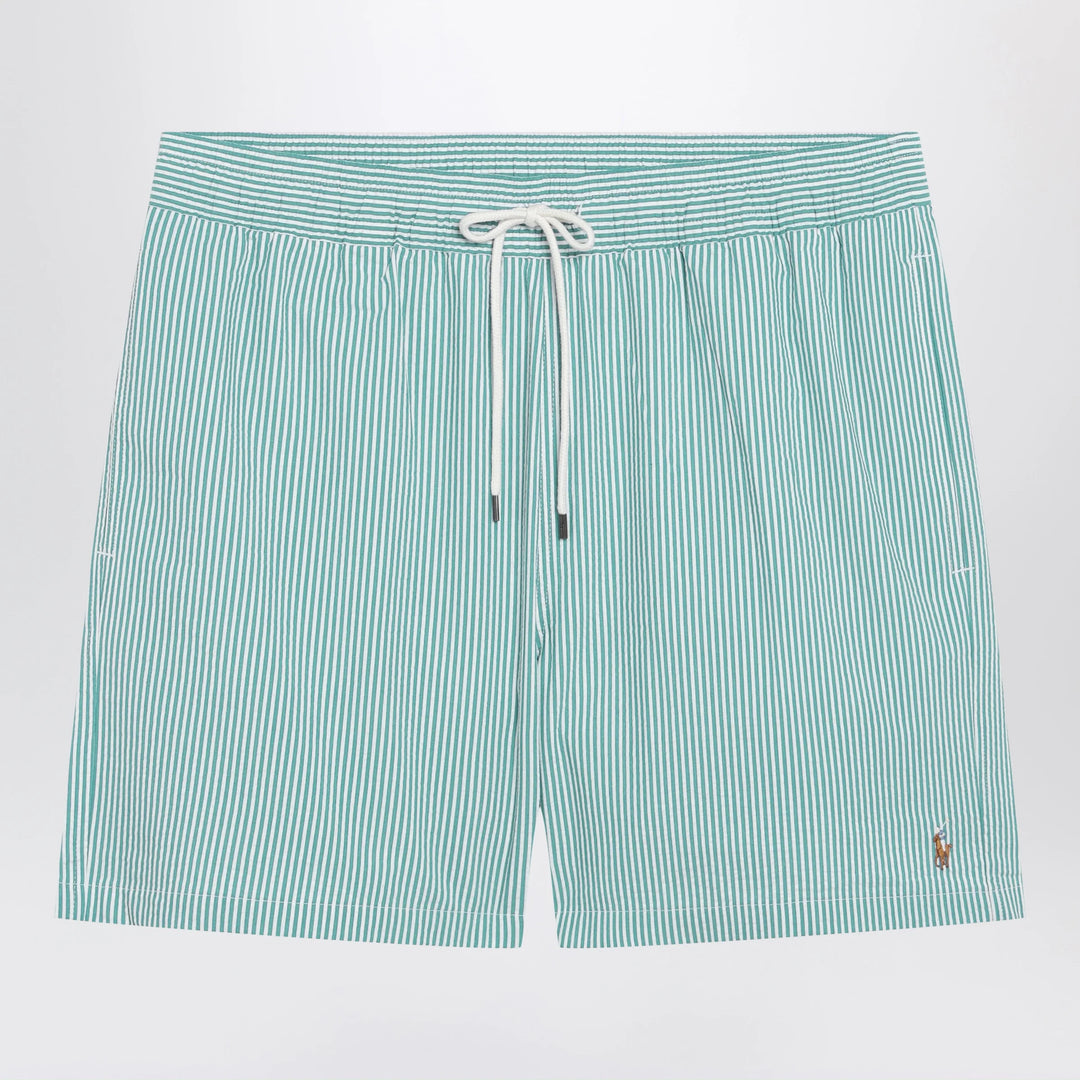 Polo Ralph Lauren - Traveler striped white/green seersucker swim shorts