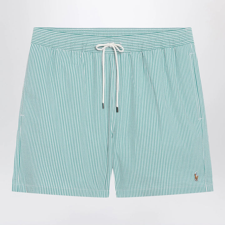 Polo Ralph Lauren - Traveler striped white/green seersucker swim shorts