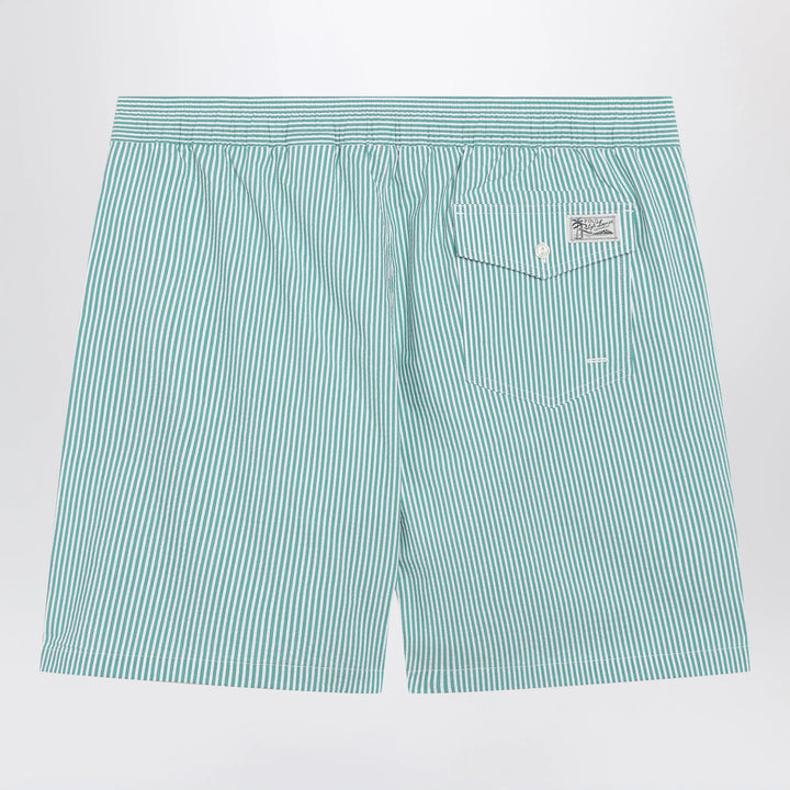 Polo Ralph Lauren - Traveler striped white/green seersucker swim shorts