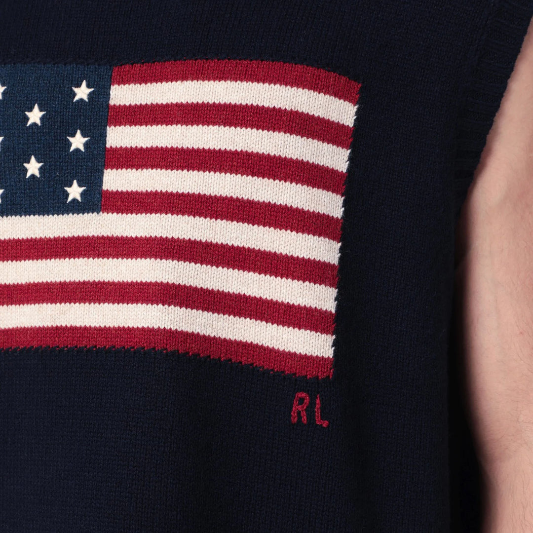 Polo Ralph Lauren - Navy blue vest with flag Big-Fit