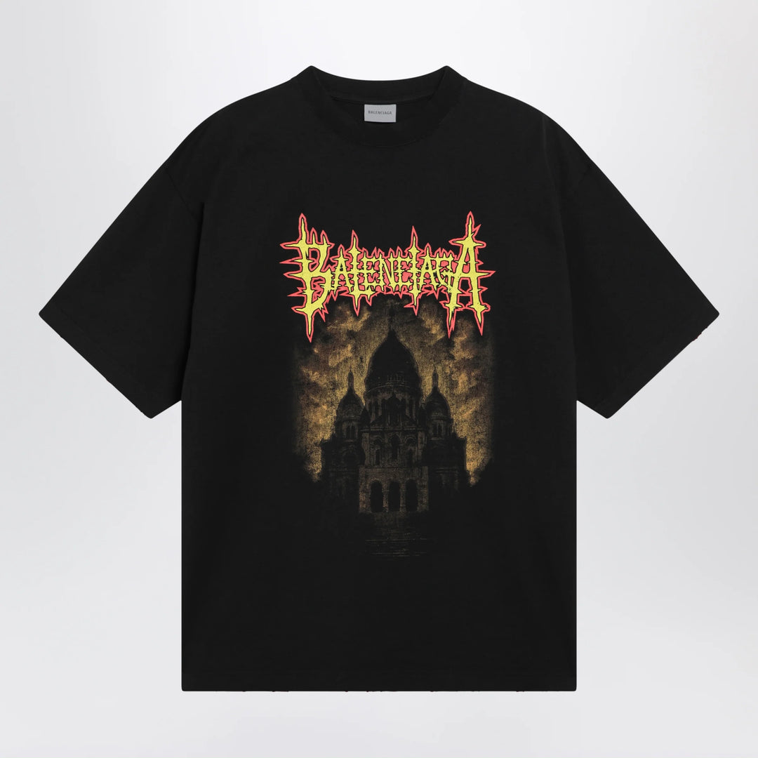 Balenciaga - Black oversized T-shirt with logo print