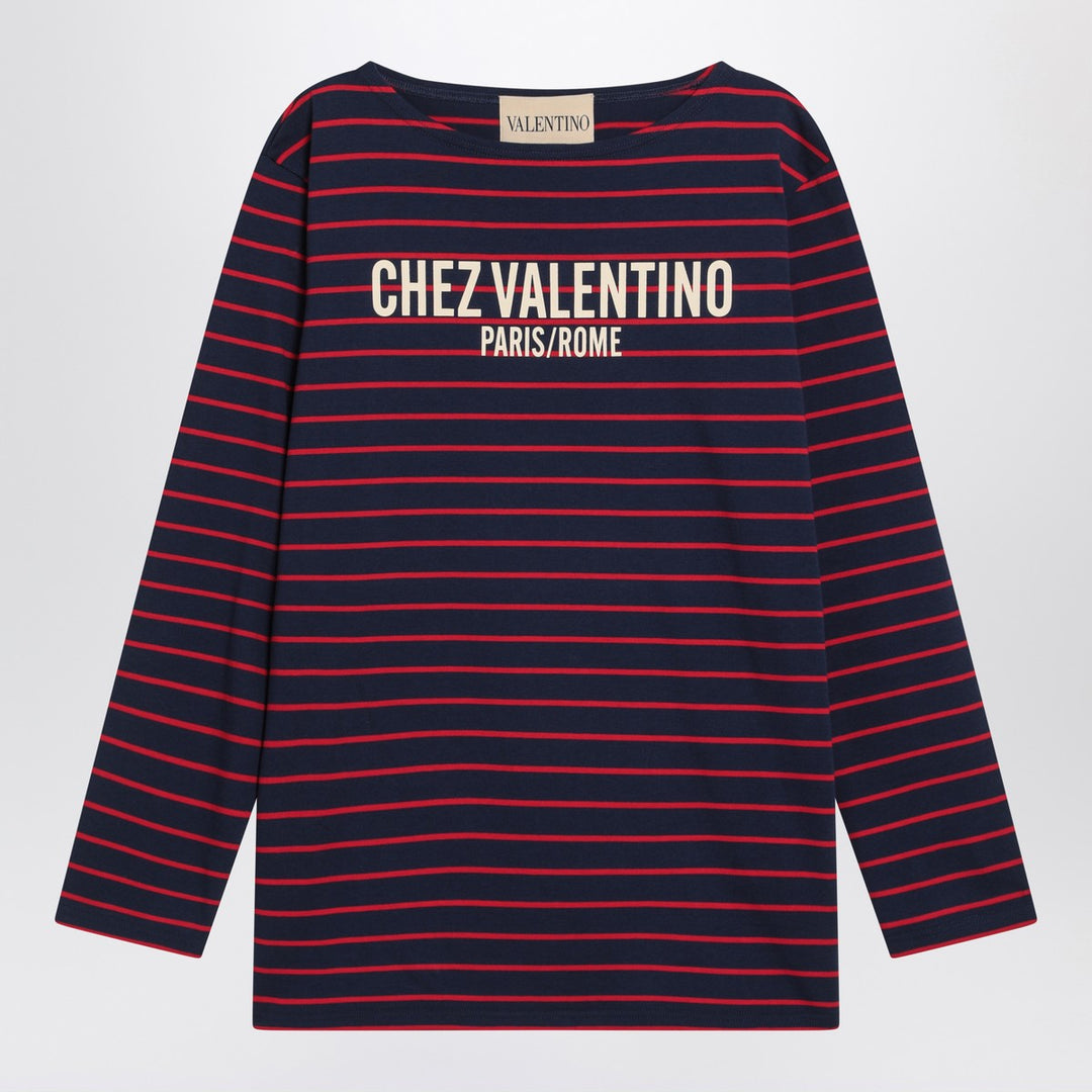 Blue T-shirt with red stripes by Valentino