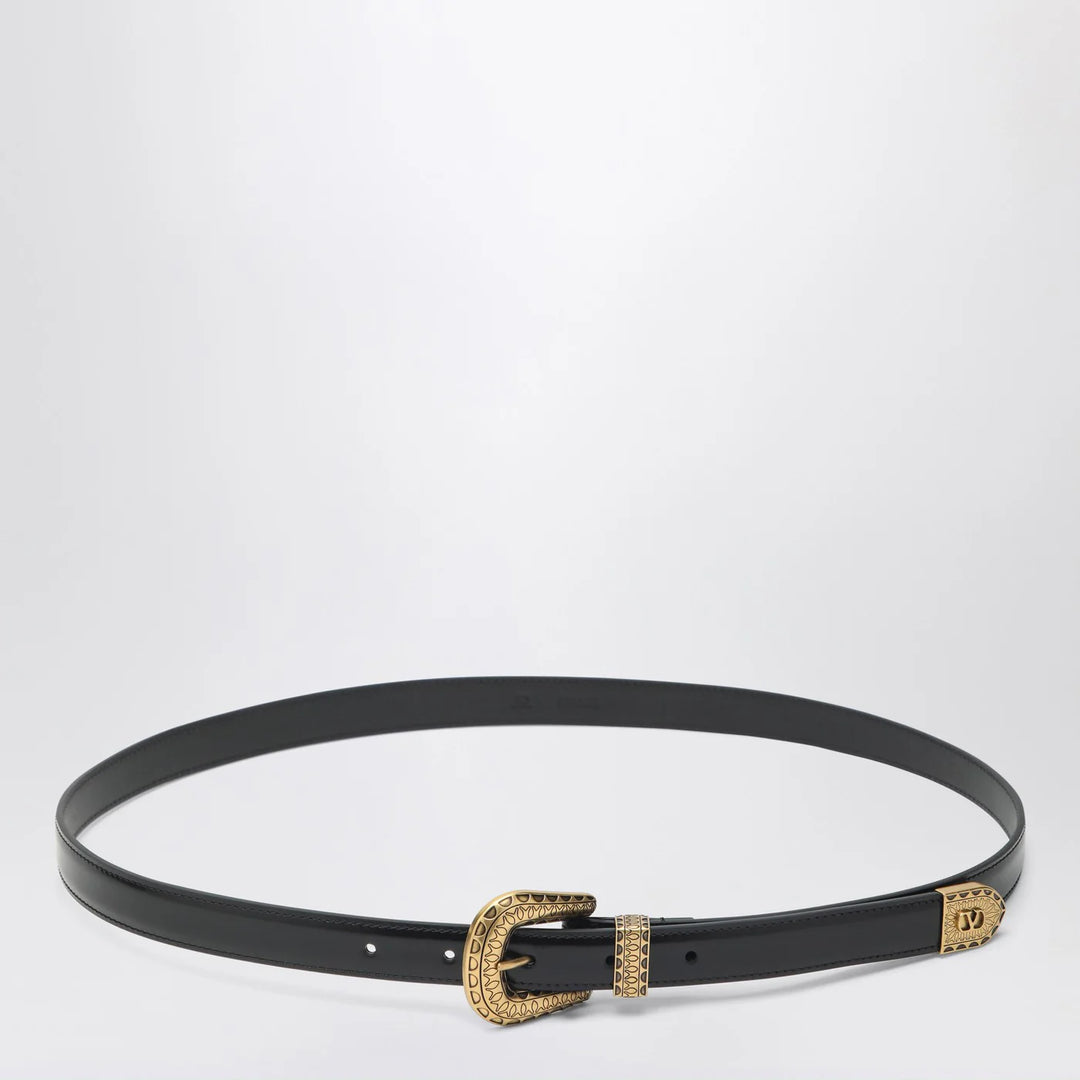 Valentino Garavani - Black VLogo Signature belt in polished calfskin