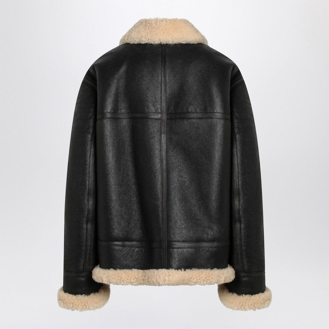 Saint Laurent Black leather and shearling jacket
