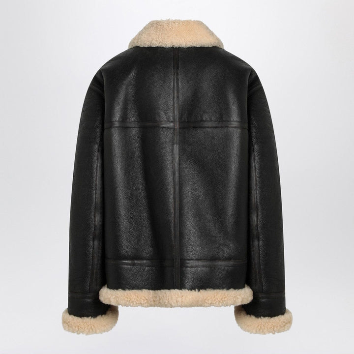 Saint Laurent Black leather and shearling jacket