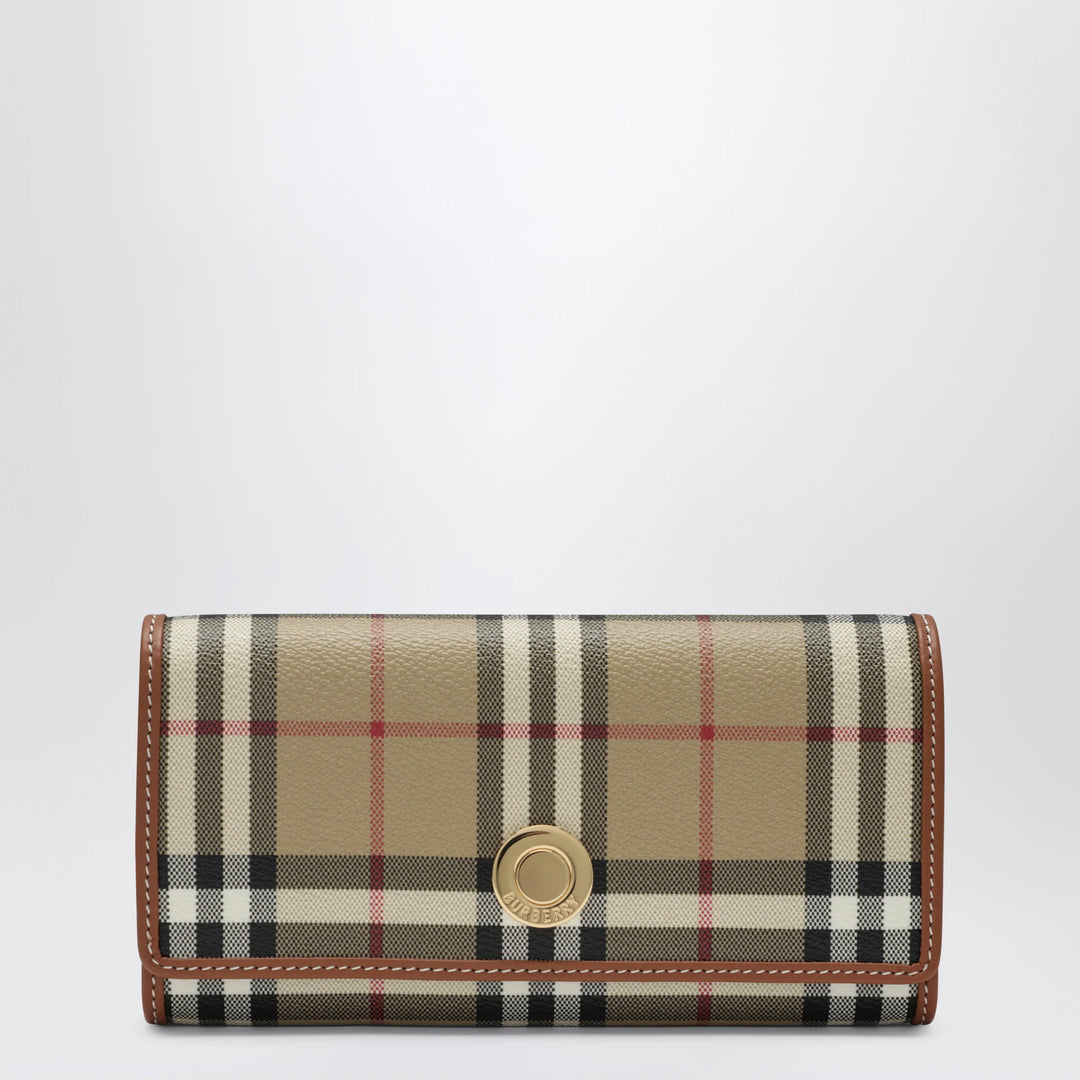 Burberry - Check continental wallet in coated cotton blend, beige