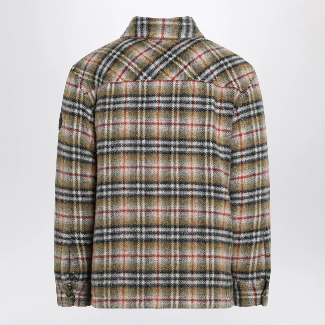 Burberry - Beige checked wool shirt jacket