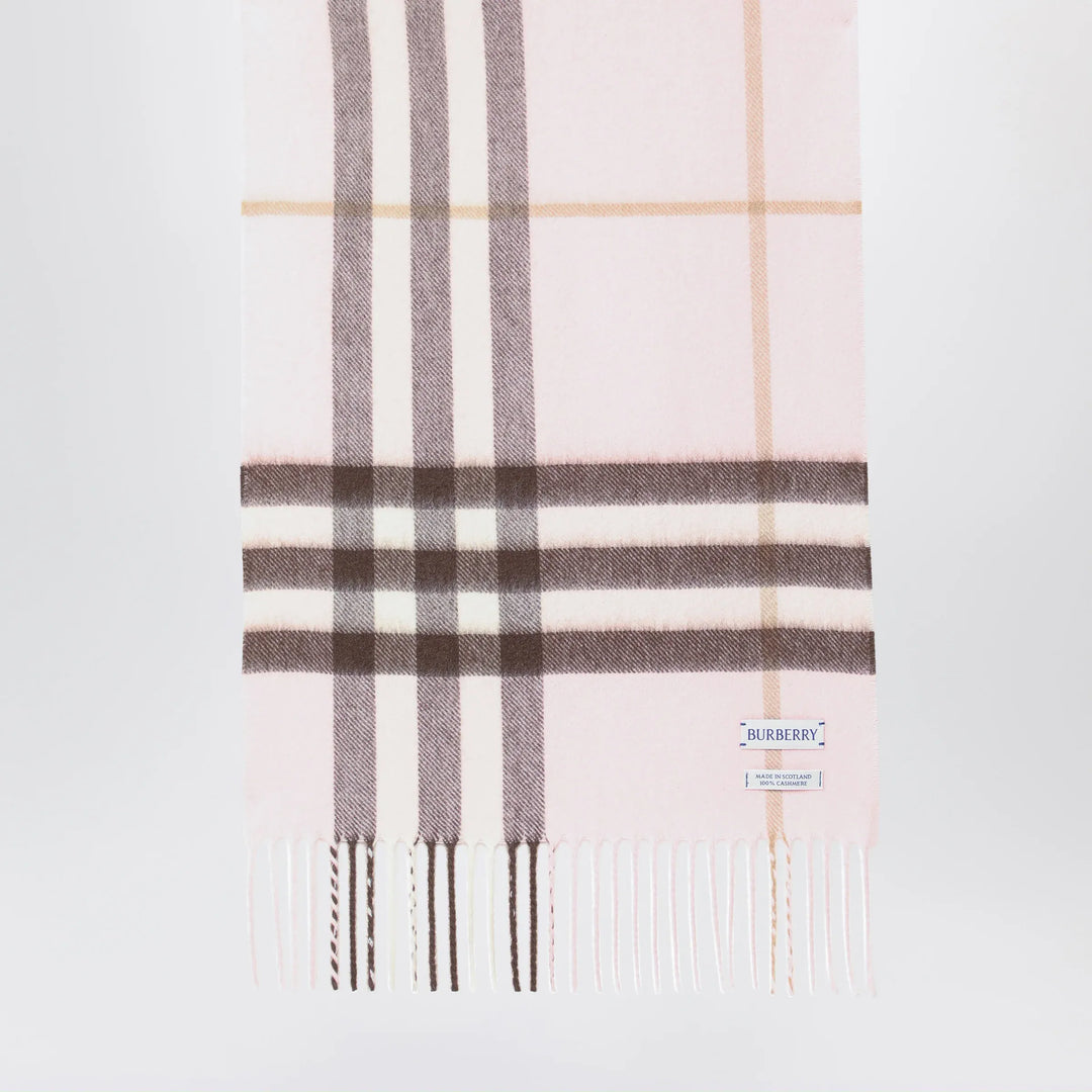Burberry - Pink cashmere scarf with a checked pattern