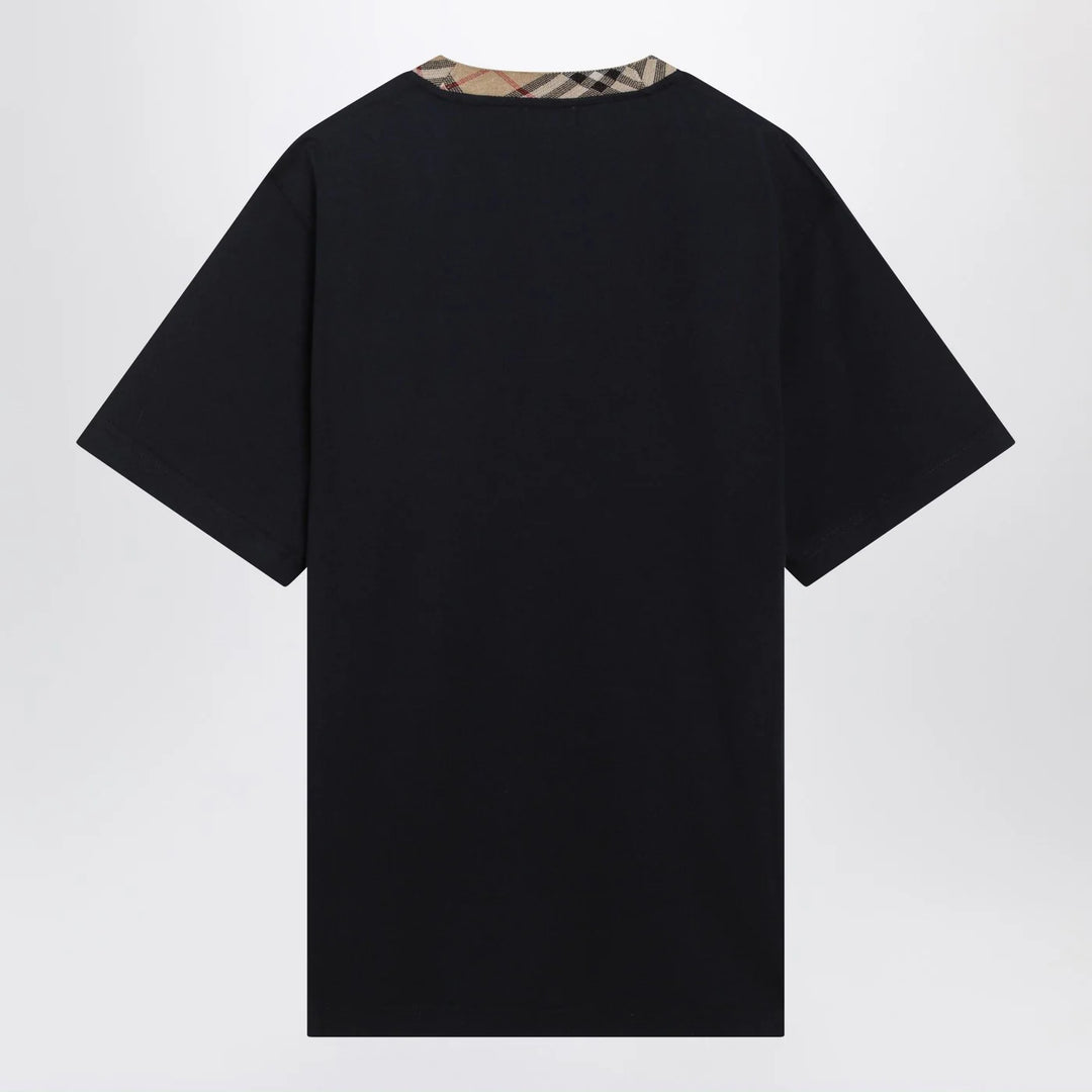 Burberry - Navy T-shirt with Check trims