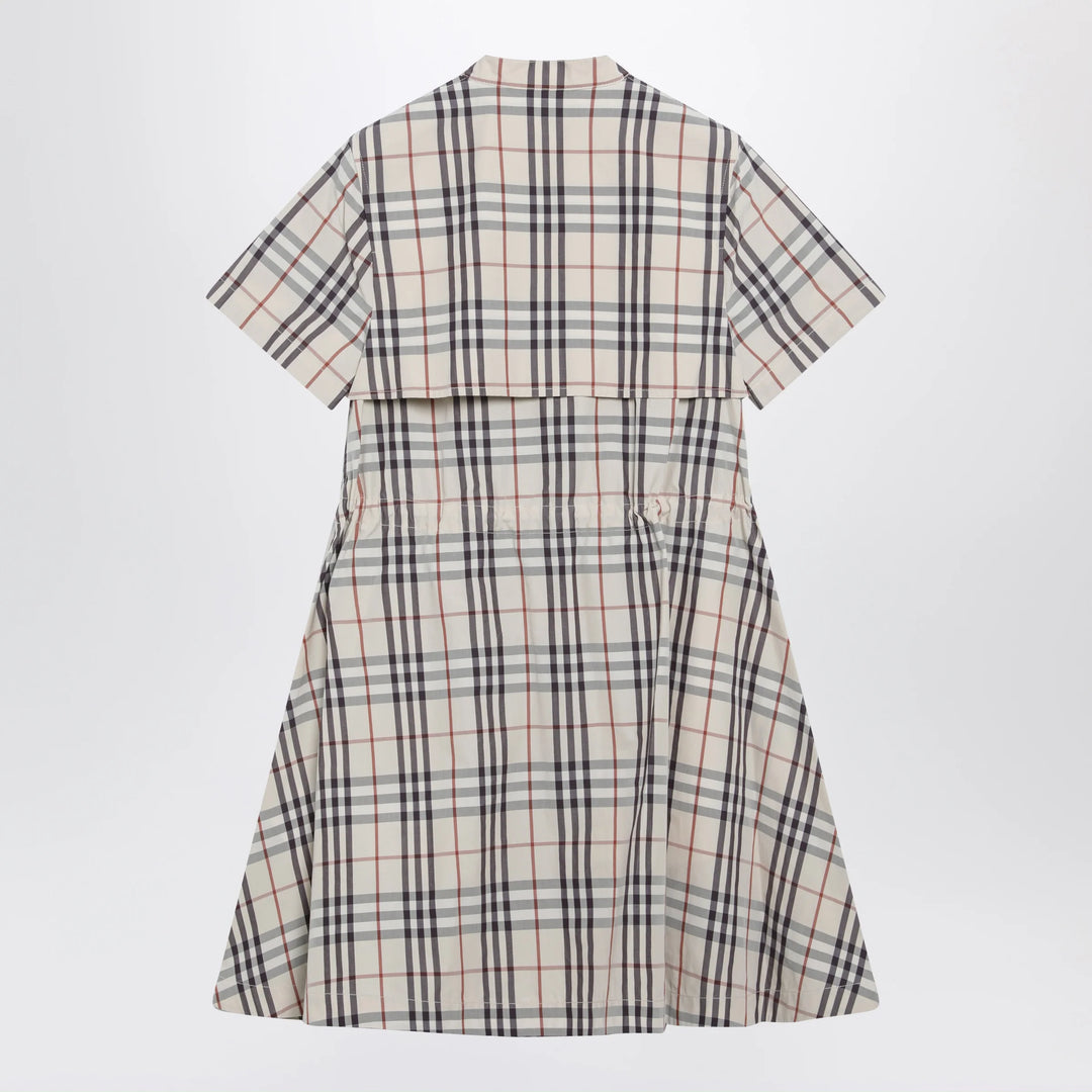 Burberry - Beige check short-sleeve cotton dress