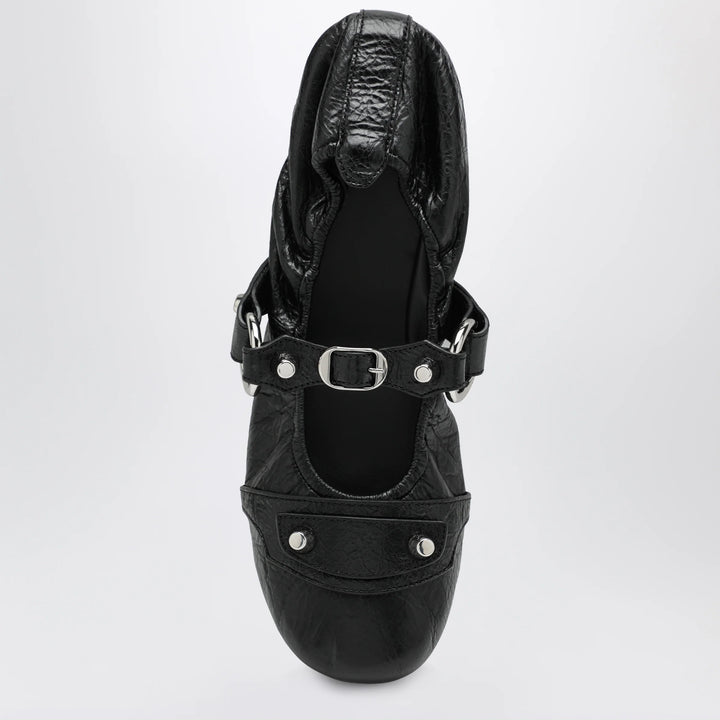 City black ballet flats in Arena lambskin leather