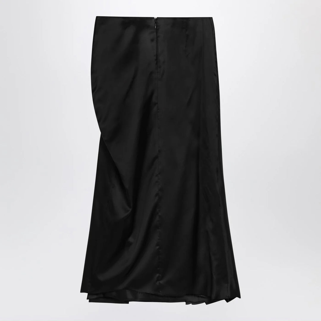 Balenciaga - Draped black skirt in cupro twill