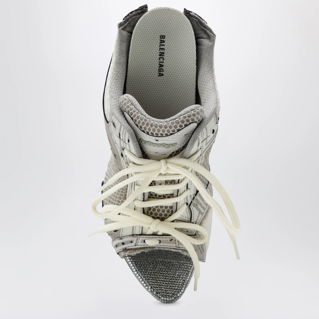 Balenciaga - Stapler grey heeled sandals with distressed effect