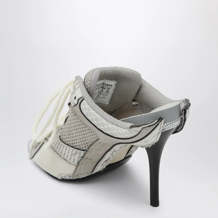 Balenciaga - Stapler grey heeled sandals with distressed effect