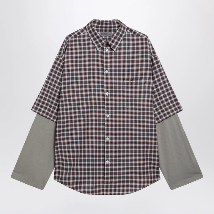 Balenciaga - Wrong Sleeve shirt in red/navy check poplin