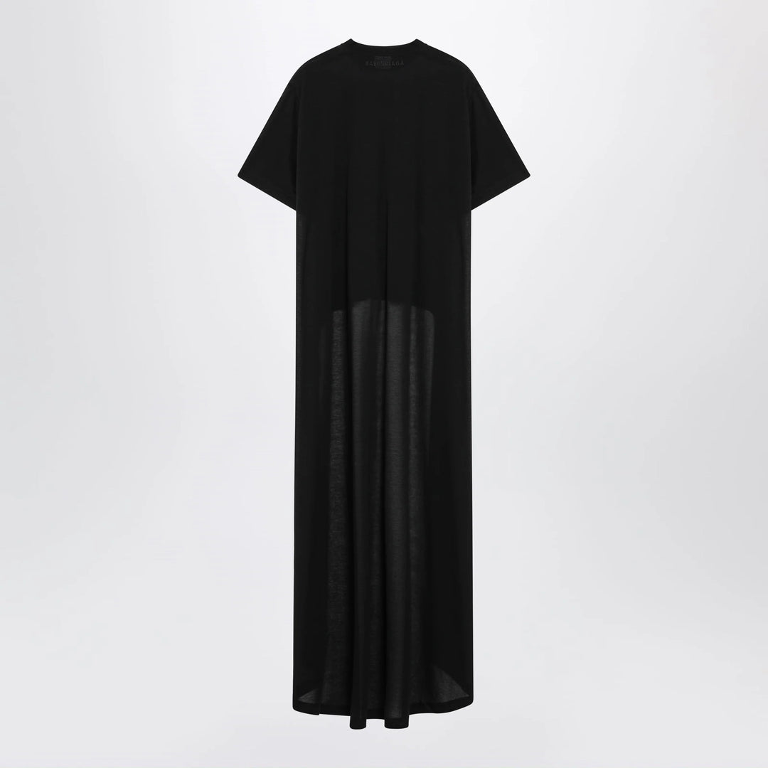 Balenciaga - Black maxi train T-shirt in cotton jersey