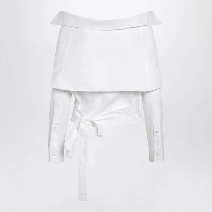 Balenciaga - White wrap shirt with off-shoulder design