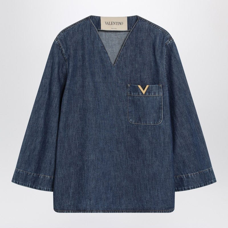 Shirts & Tops Valentino Garavani - Denim shirt with V Gold details - 40 IT Brand