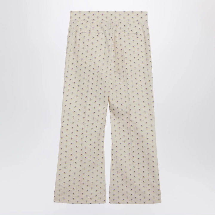 Valentino - Ivory trousers with floral pattern