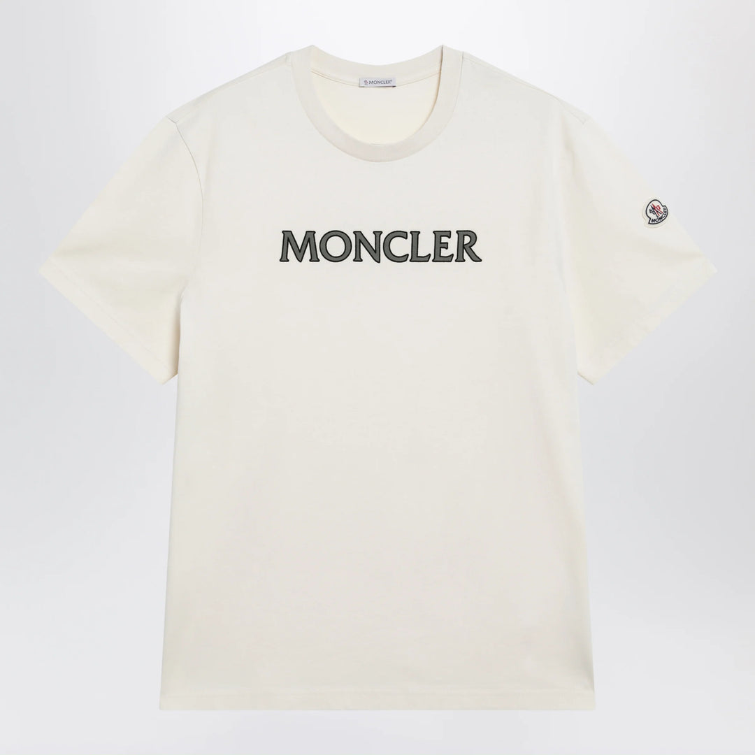 Moncler - Ivory T-shirt with logo print