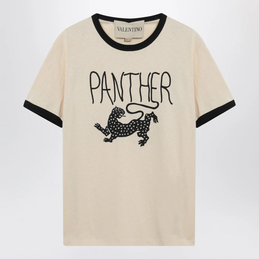 Valentino - Butter-colored T-shirt with Panther print