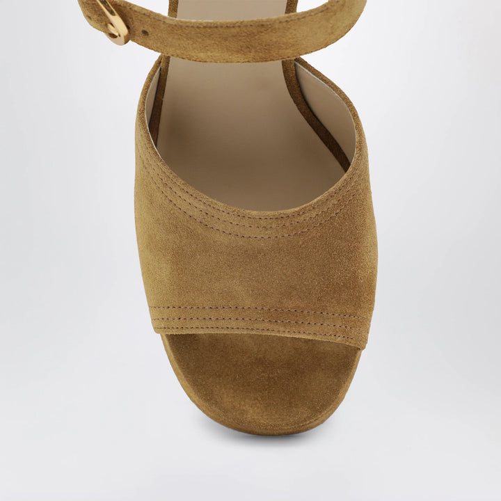 Valentino Garavani - Beige Fawcette platform sandals in split leather