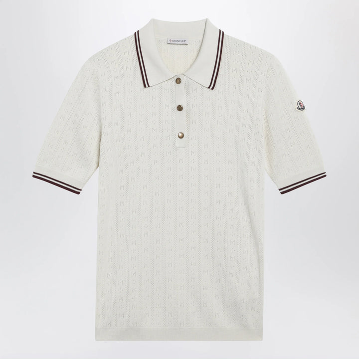Moncler - White cotton polo with diamond pattern