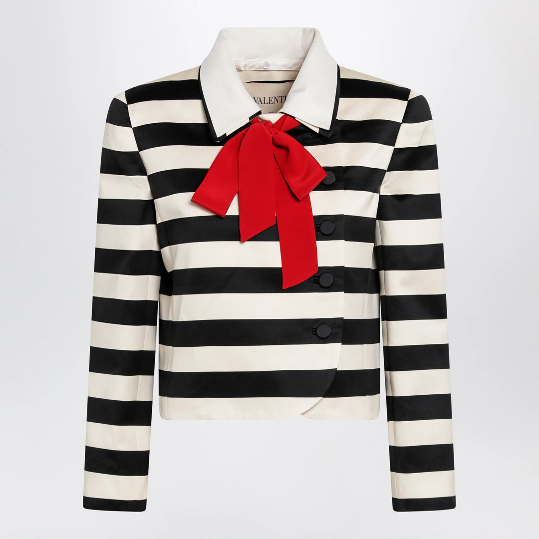 Valentino - Vanilla/black striped jacket with maxi bow