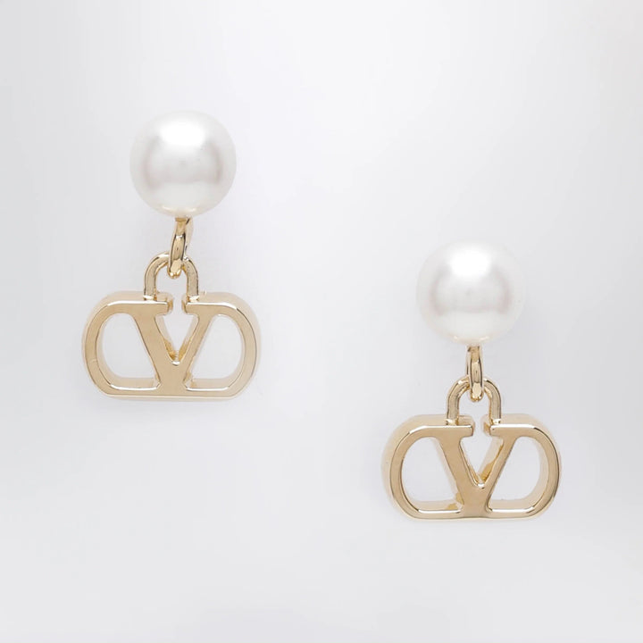 Valentino Garavani - Gold-tone VLogo Signature earrings with pearl