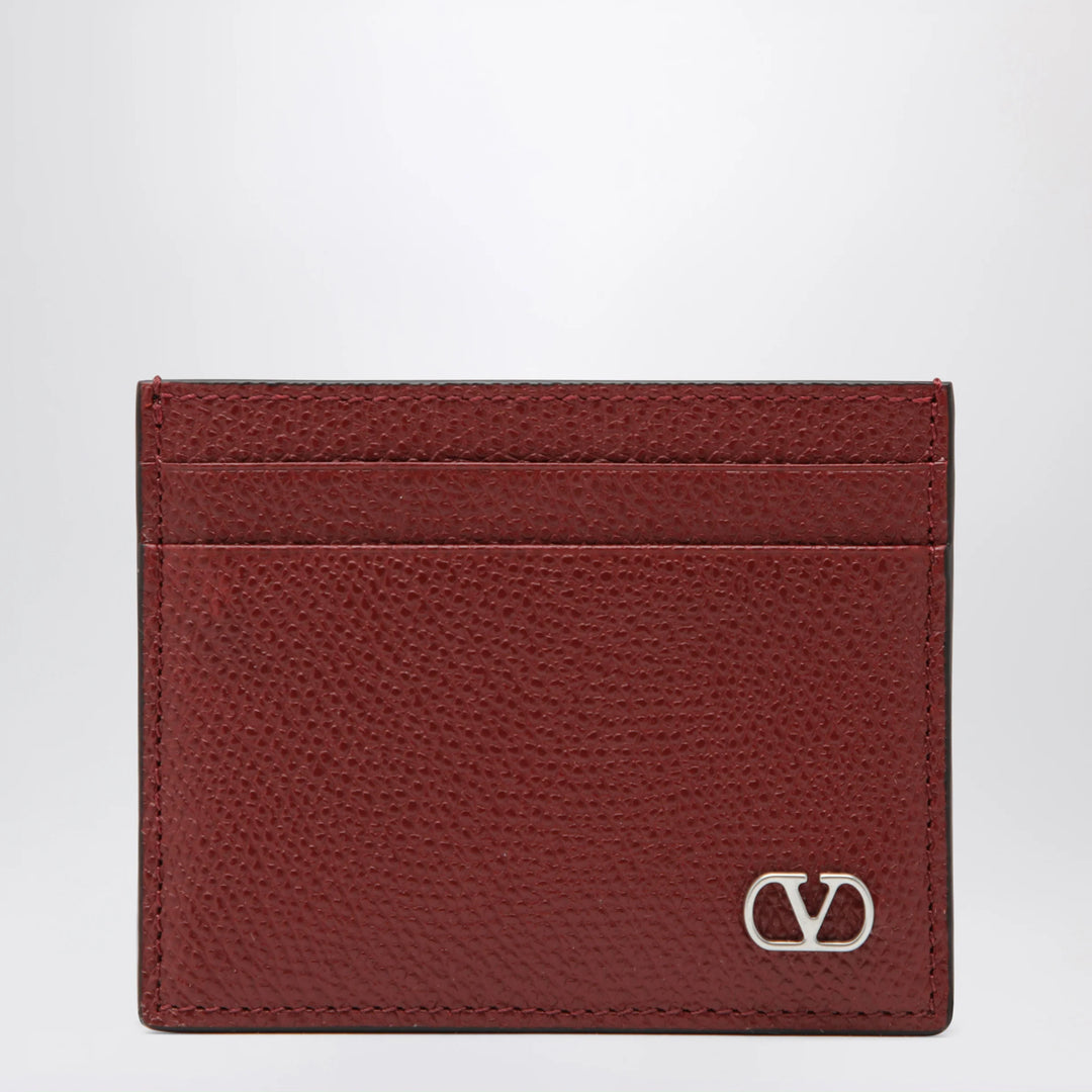 Valentino Garavani - VLogo Signature card holder in grained calfskin, russet red