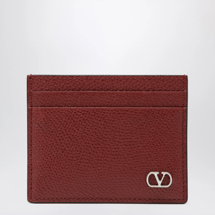 Valentino Garavani - VLogo Signature card holder in grained calfskin, russet red
