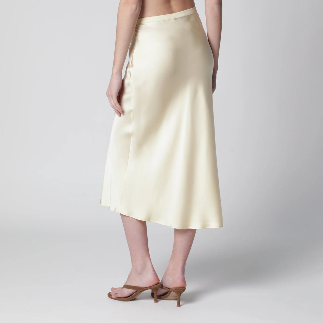 ANINE BING - Bar midi skirt in butter-colored silk