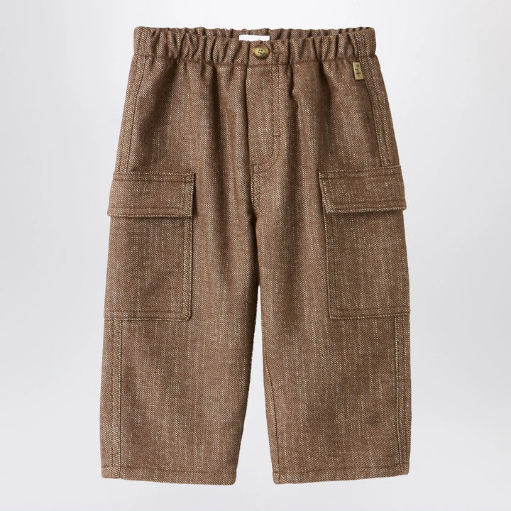 Il Gufo - Brown cotton-blend cargo trousers