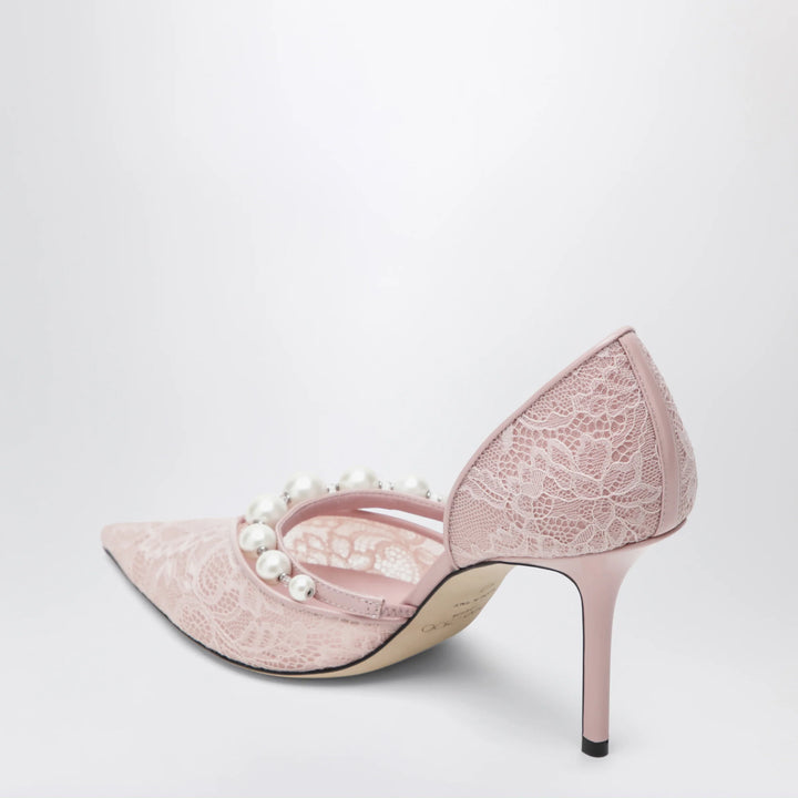 Jimmy Choo - Pink Lace Décolleté with Pearl Decoration
