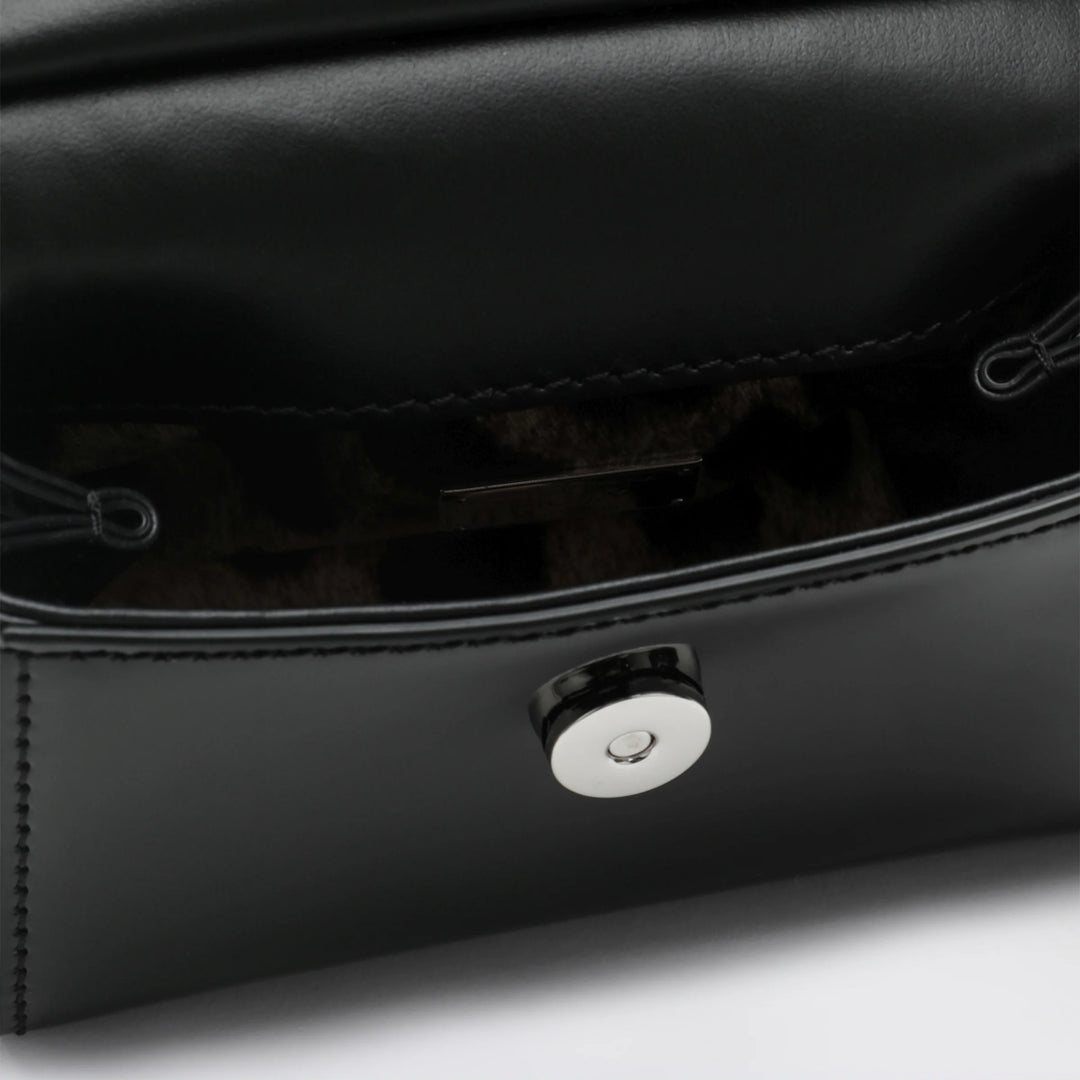 Dolce&amp;Gabbana - Mini patent calf leather bag with logo plaque, black