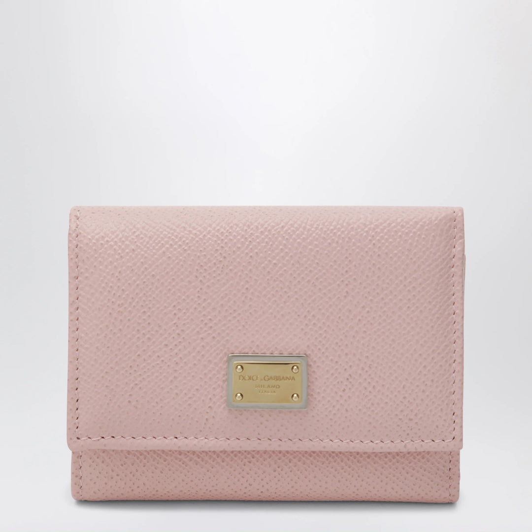 Dolce&amp;Gabbana - Blush pink Dauphine leather French flap wallet
