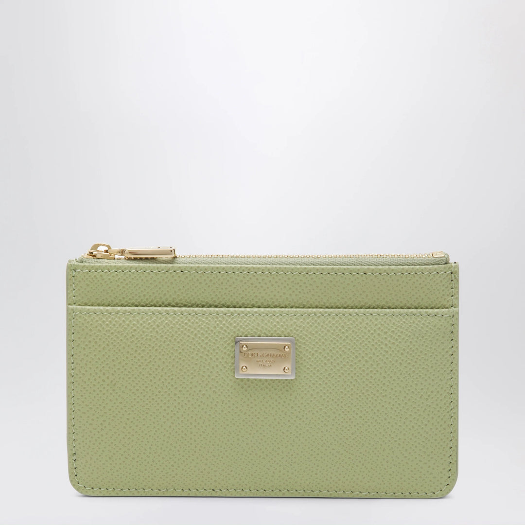 Dolce&amp;Gabbana - Dauphine calfskin zip card holder in sage