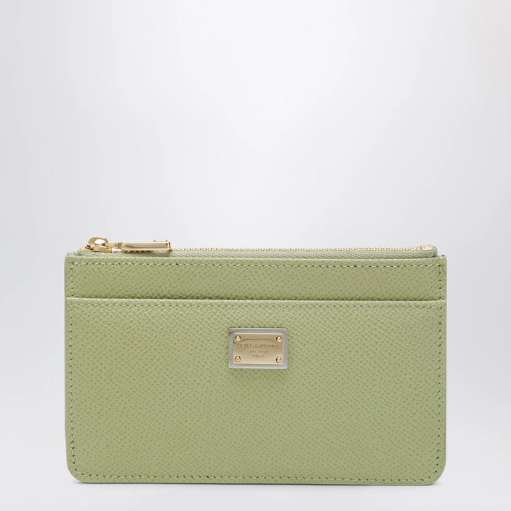 Dolce&amp;Gabbana - Dauphine calfskin zip card holder in sage
