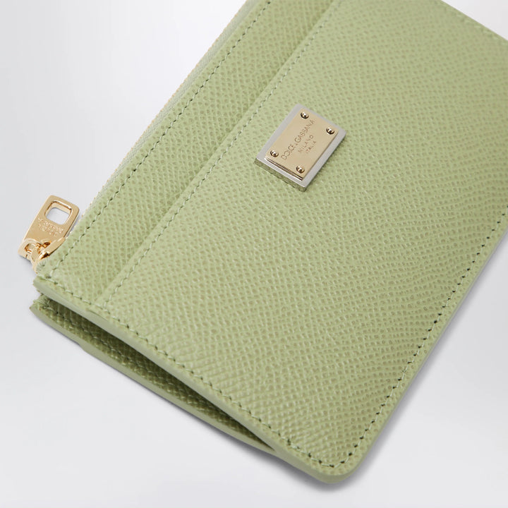 Dolce&amp;Gabbana - Dauphine calfskin zip card holder in sage