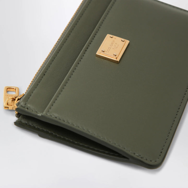 Dolce&amp;Gabbana - Zip card holder in plongé calfskin, military green