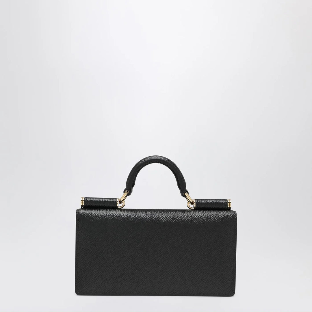 Dolce&amp;Gabbana - Mini Dauphine black leather bag with logo tag