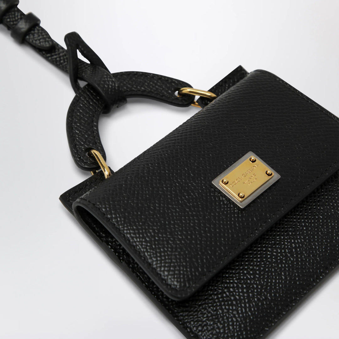 Dolce&amp;Gabbana - Dauphine-printed calfskin card holder in black