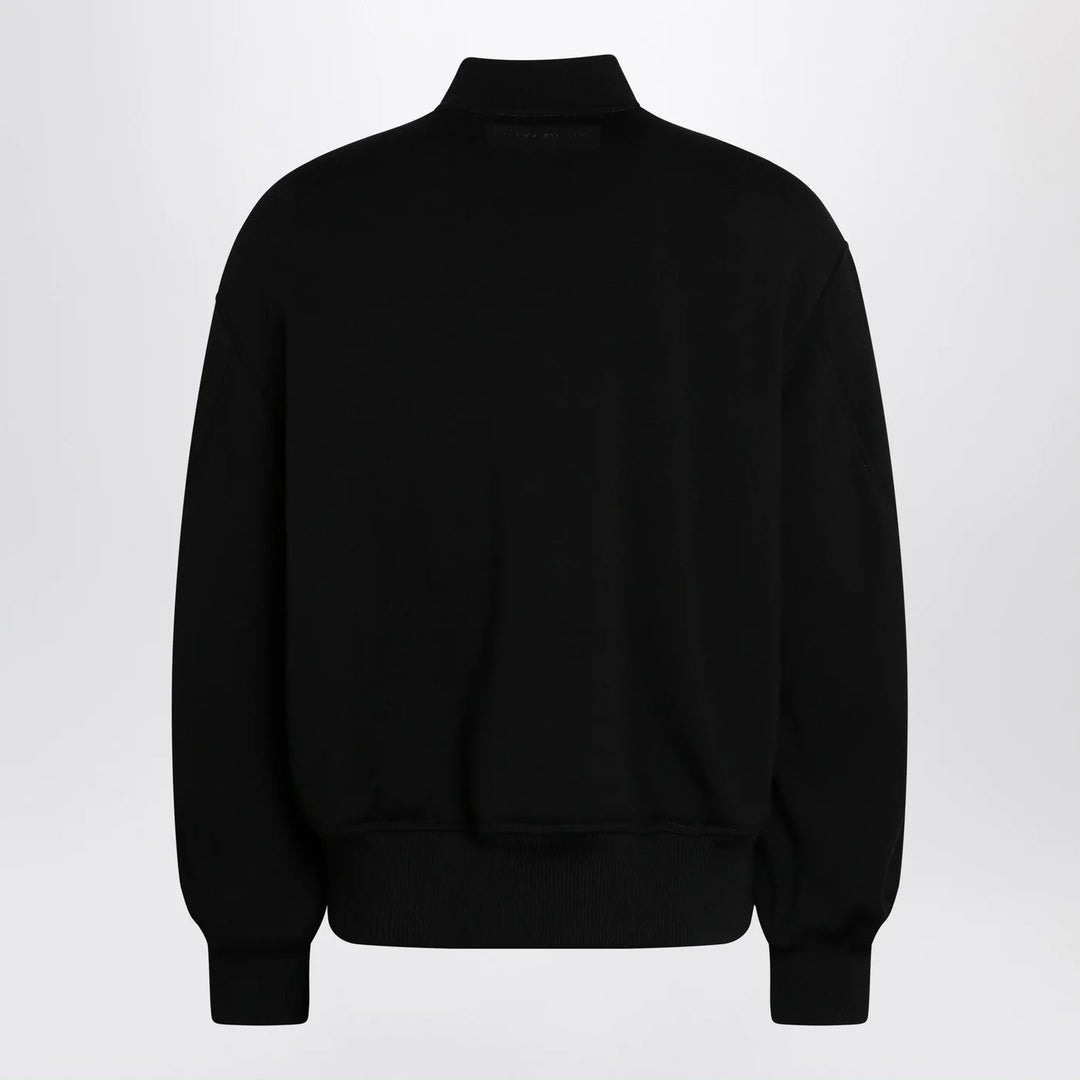 Givenchy - Black leather bomber jacket with wool sleeves