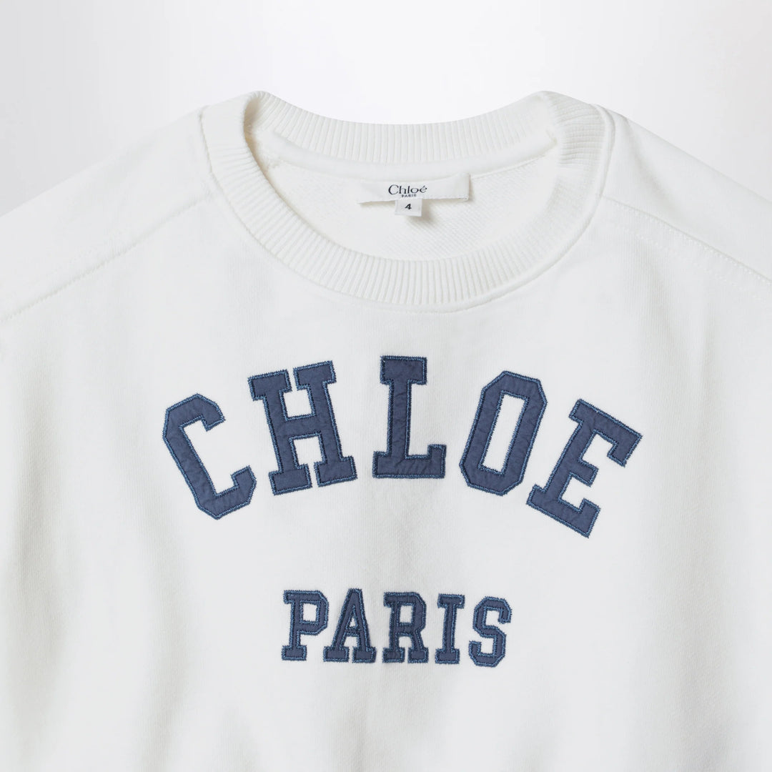 Chloé - White cropped sweatshirt with logo embroidery