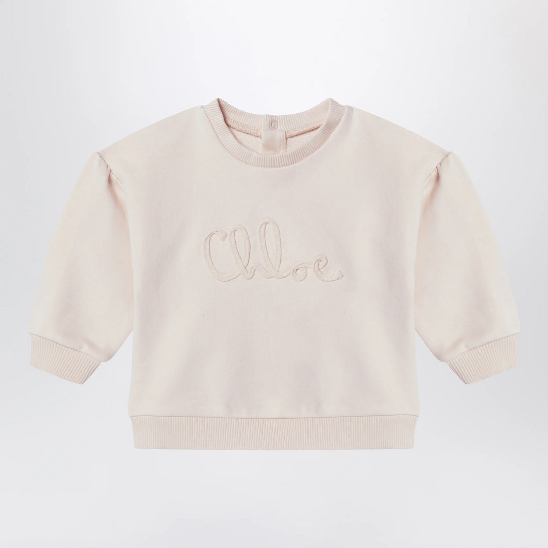 Chloé - Light pink sweatshirt with logo embroidery