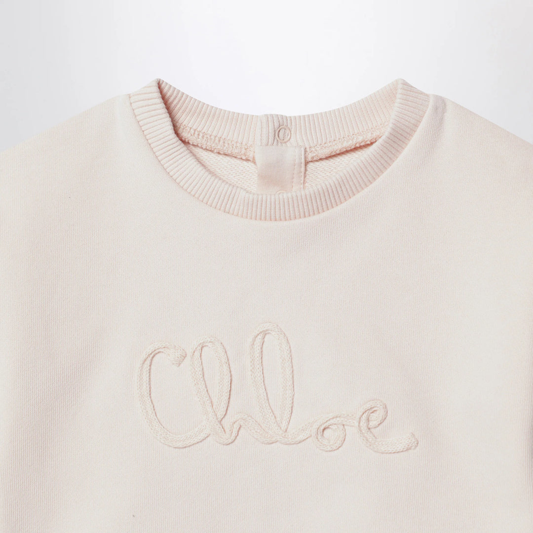 Chloé - Light pink sweatshirt with logo embroidery