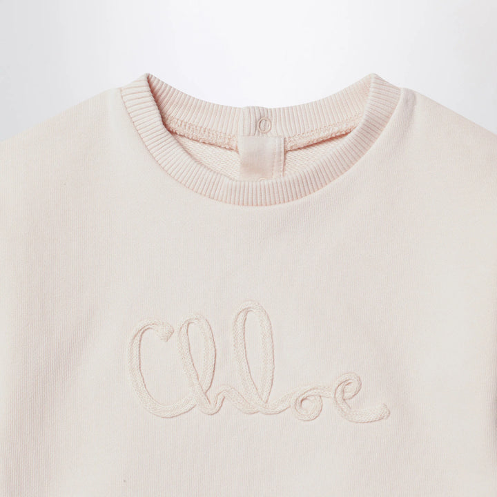 Chloé - Light pink sweatshirt with logo embroidery